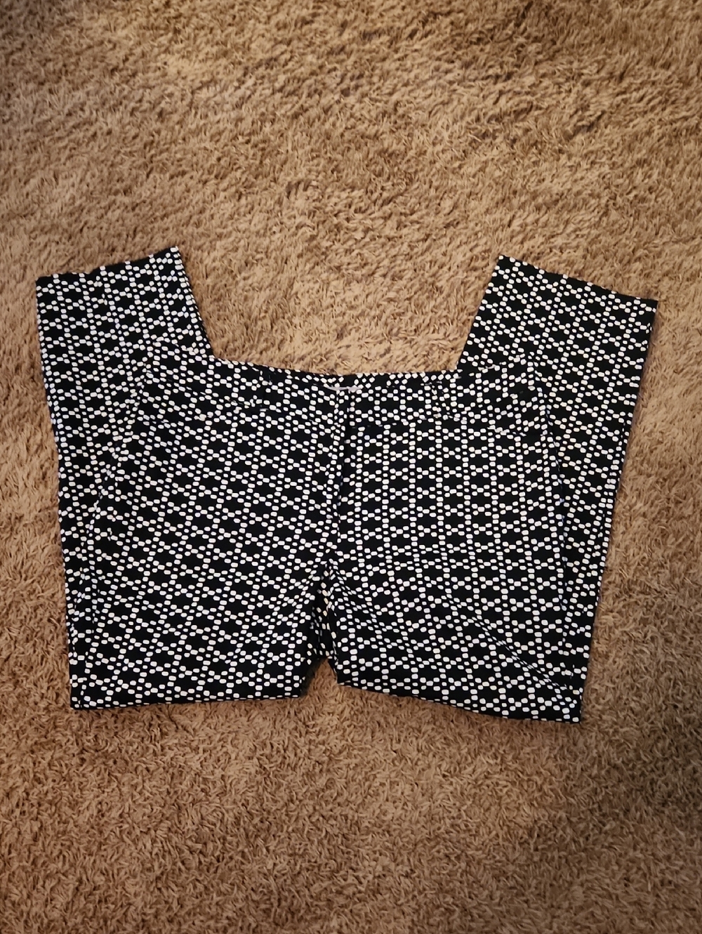 Valerie Stevens Geometric Print Ankle Dress Pants Black White Size 10 25" Inseam